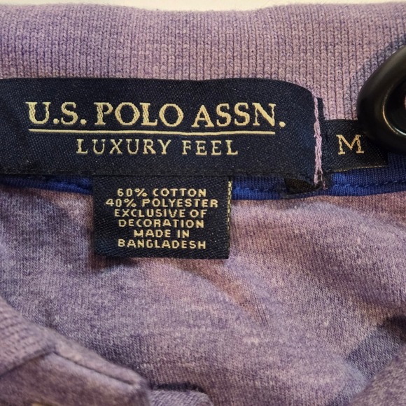 US Polo Assn Mens Heather Purple Short Sleeve Polo Shirt Luxury Feel Size M - Picture 2 of 7